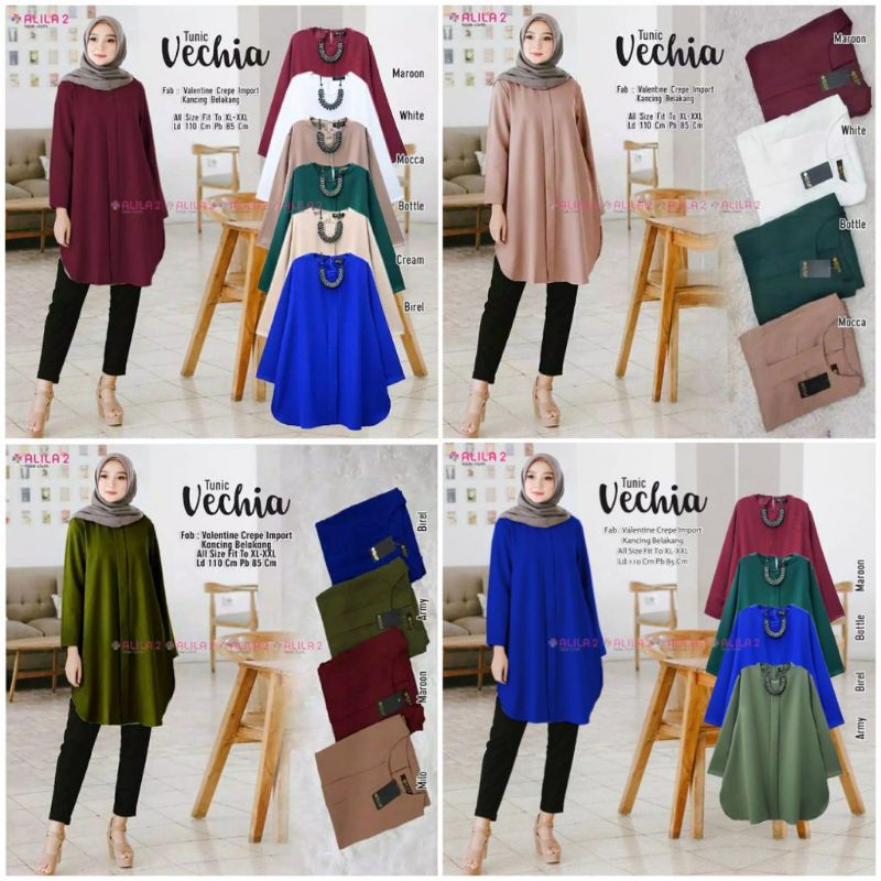 Vechia tunik atasan wanita fashion muslim