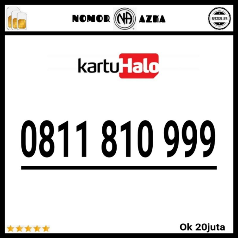 Nomor Cantik Kartu halo seri triple 999 rapi 0811 810 999 ao07