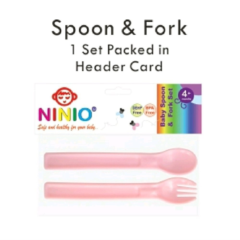 Ninio Baby Spoon and Fork Set - Sendok Garpu Makan Bayi F-333