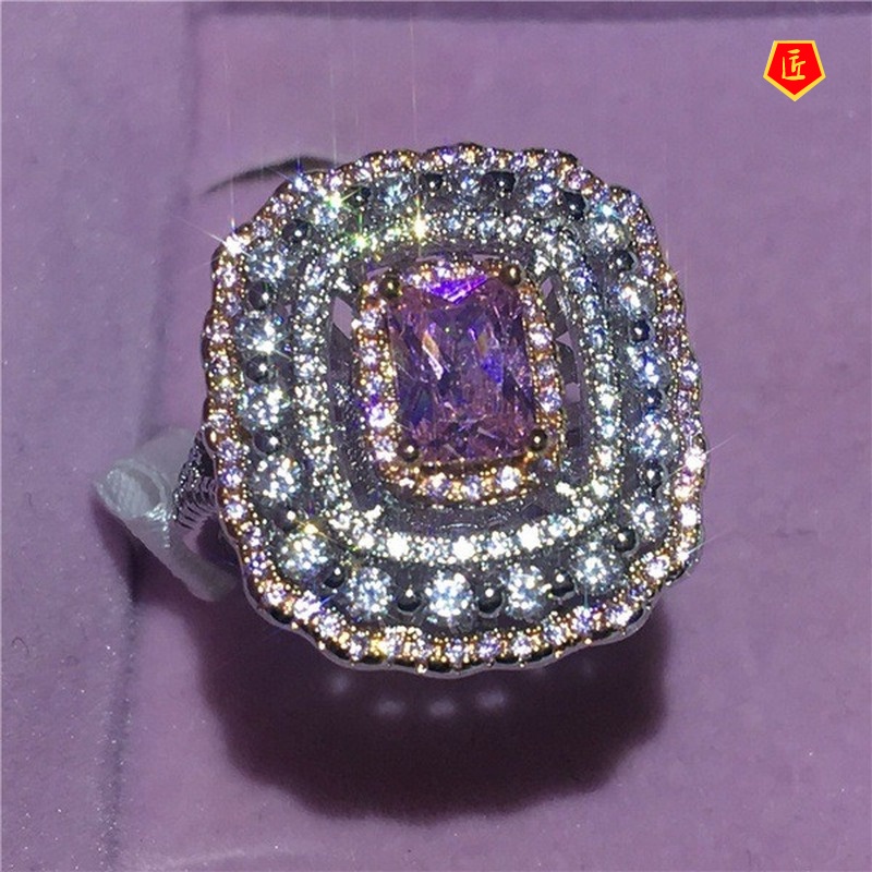 Cincin Kristal Berlian Warna Pink