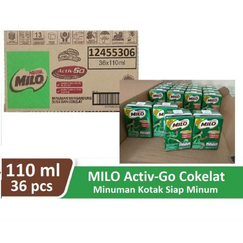 

milo susu active go ukuran 110ml isi 36 pcs/dus