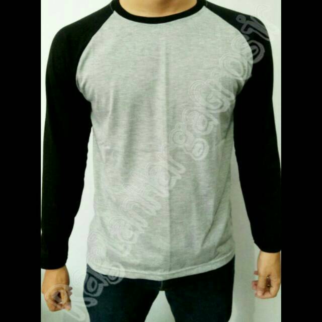 KAOS RAGLAN LENGAN PANJANG ABU HITAM