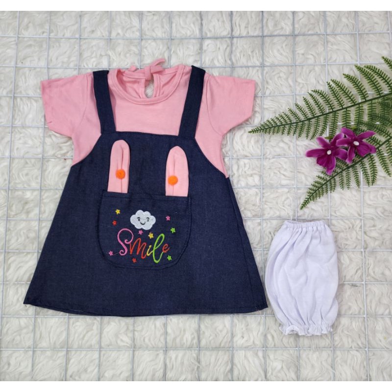 baju bayi perempuan set dress denim baby girl