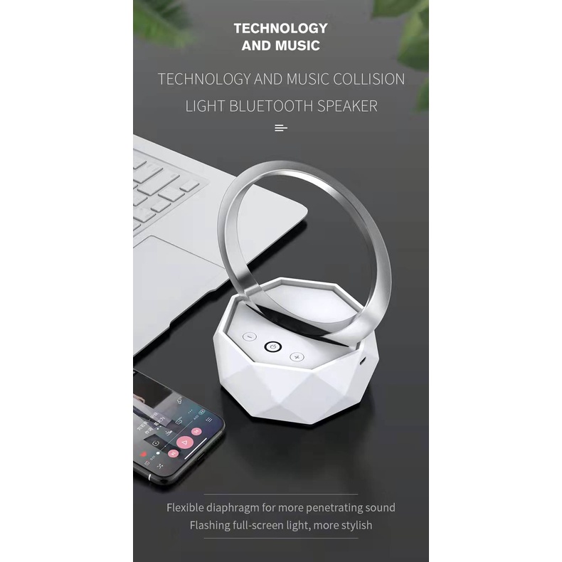 Speaker bluetooth stereo LED Ambient Cute with 7 Light Lamp