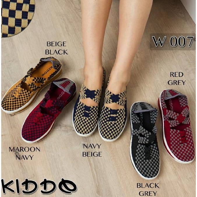 kiddo W007 wedges sepatu anyaman wanita +box Kiddo GRATIS