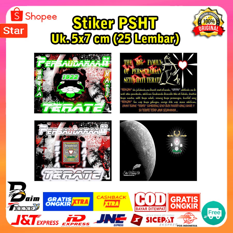 Aksesoris Stiker Bumi PSHT 1922 Sticker Wall Pencak Silat Persaudaraan Setia Hati Terate Hati Sinar