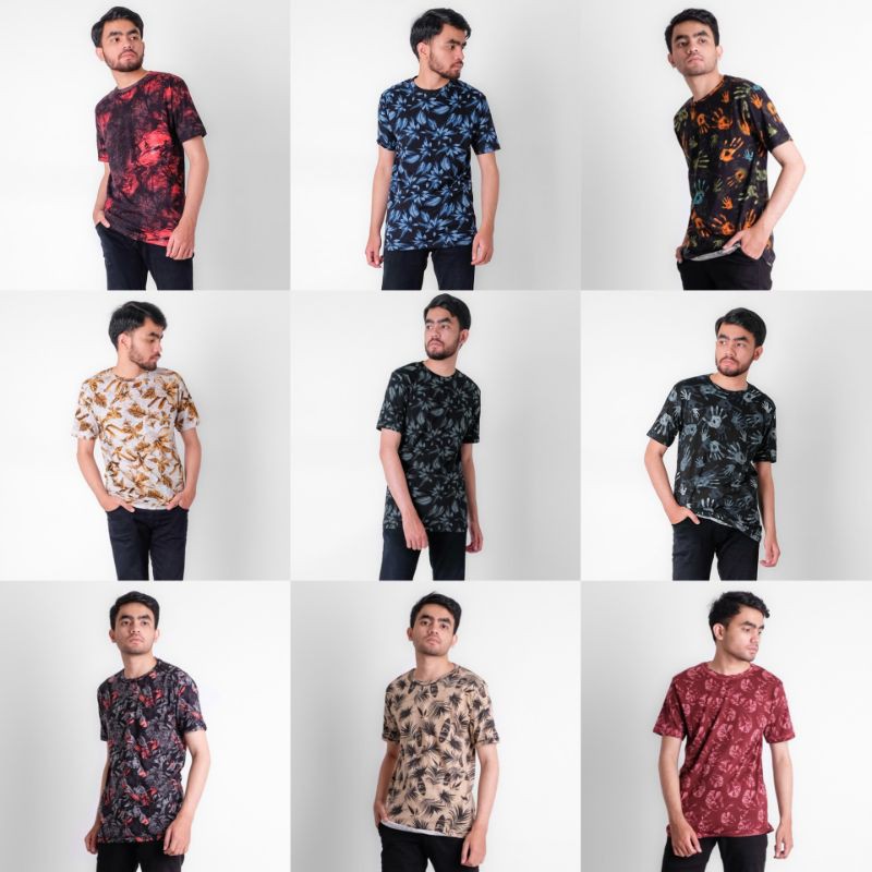 Kaos Printing Pria Amry id / Motif Abstrak / Daun / Bunga / IDSW Pengiriman Acak