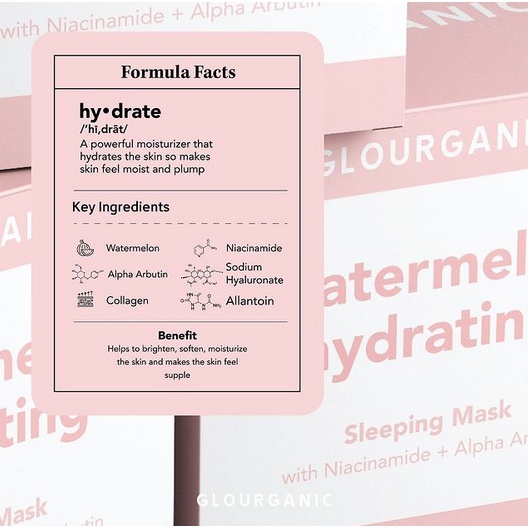 GLOURGANIC sleeping mask tamanu / watermelon / toner astragalus hydrating essence / ceramide moisturizer gel creme / brown sugar collagen drink / powder mask