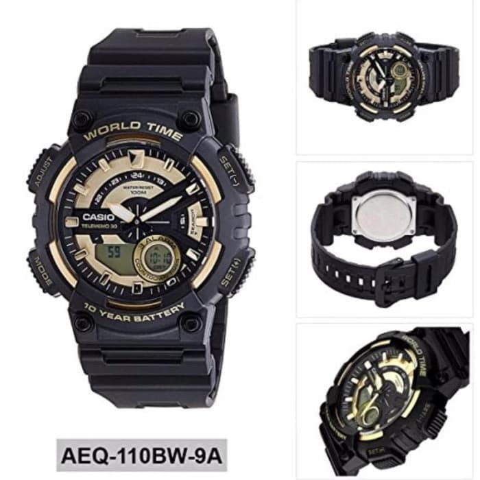 Casio Original AEQ-110BW-9A / AEQ110BW-9A Jam Tangan Pria - Digital - Karet - Hitam