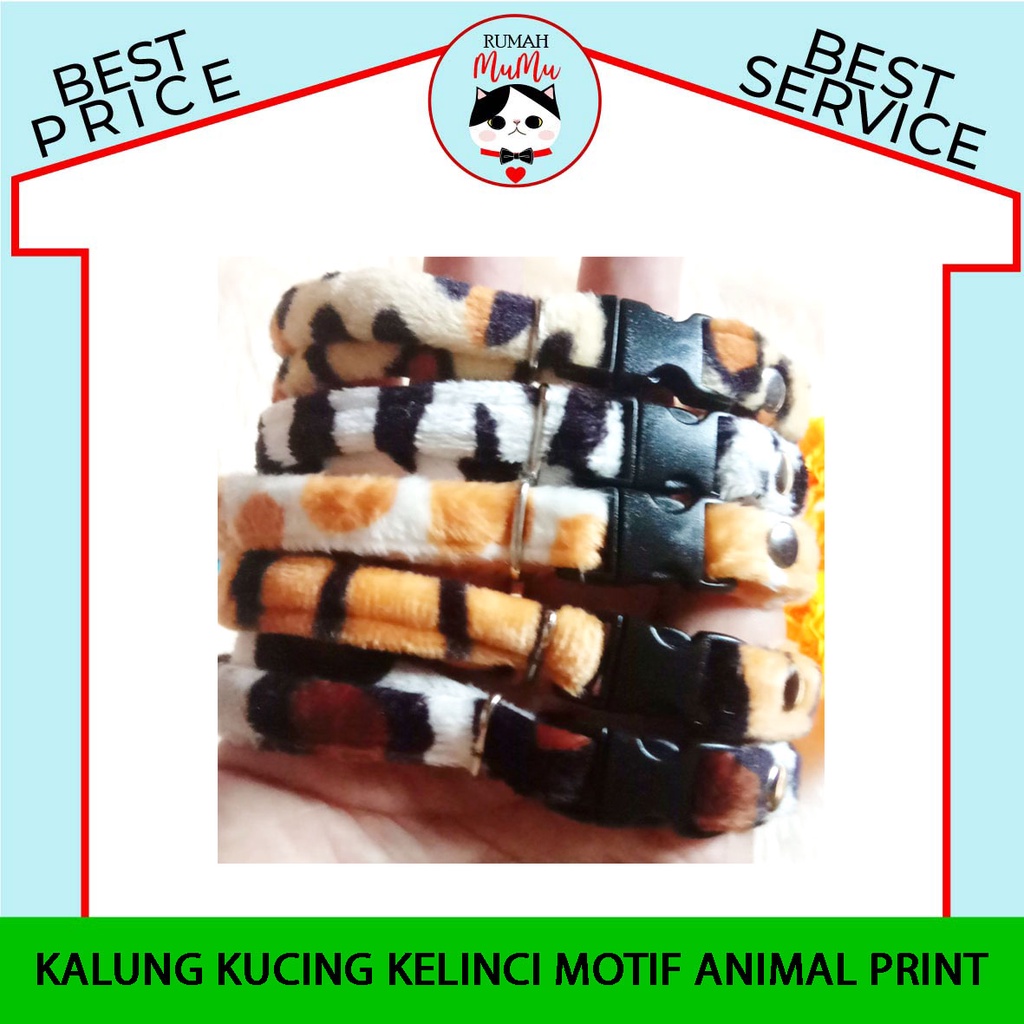 KALUNG COLLAR KUCING MUSANG KELINCI MOTIF ANIMAL PRINT BAHAN LEMBUT