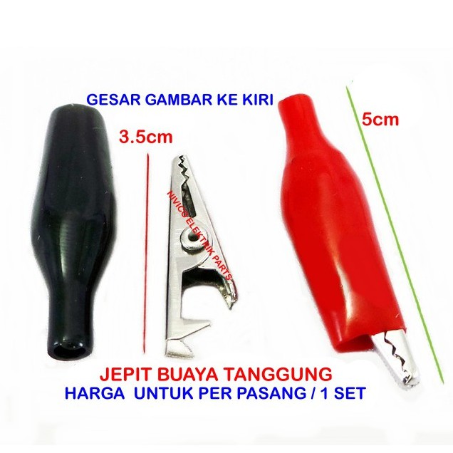 Capit Buaya SEDANG / Jepit Buaya TANGGUNG / Capit Aki SEDANG  / Jepitan Buaya 1 SET Merah Hitam