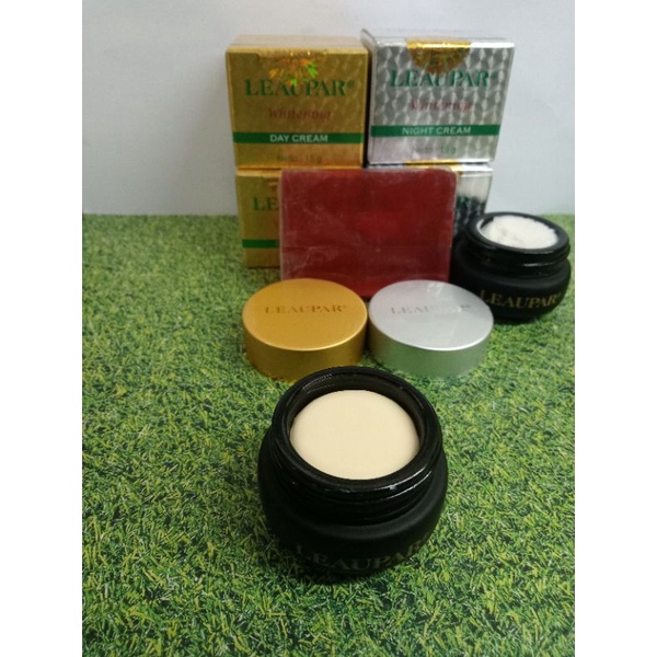 PAKET CREAM LEAUPAR ORIGINAL 100% // CREAM LEAUPAR SIANG &amp; MALAM + SABUN POLOS