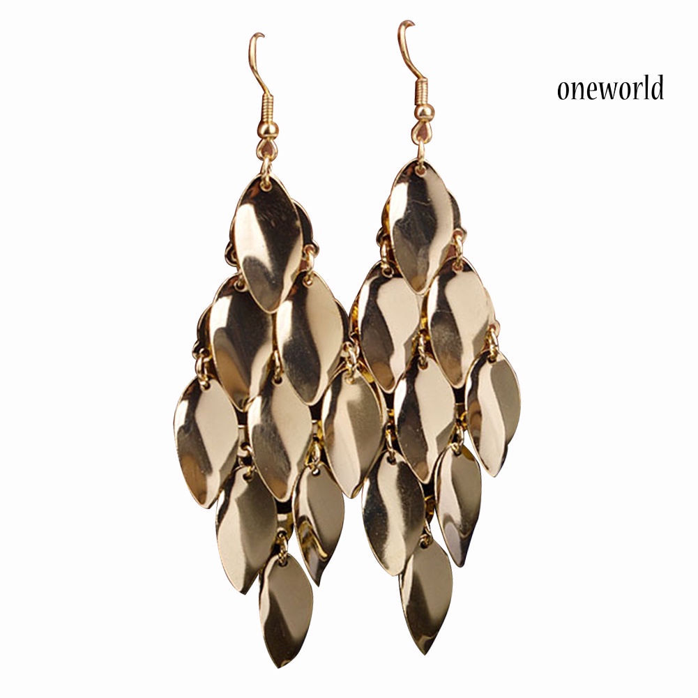 OW@ Fashion Women Waterdrop Disks Charms Long Dangle Eardrop Earrings Jewelry Gift