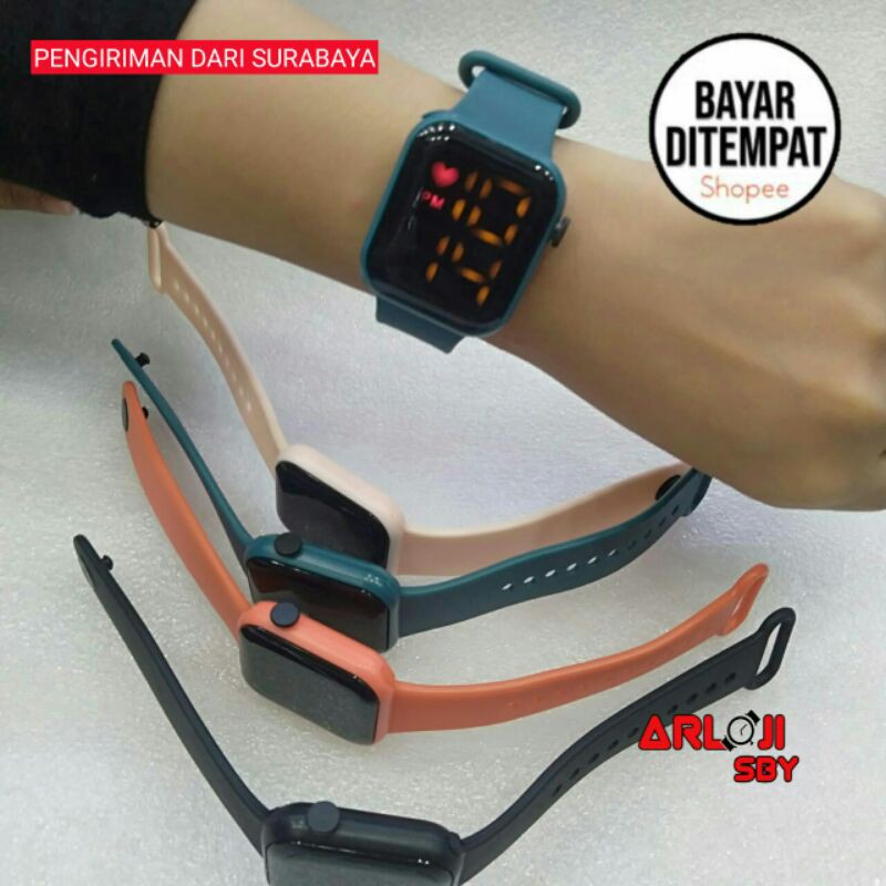 JAM TANGAN LED MURCE EL RUBBER JAM WANITA LOVE