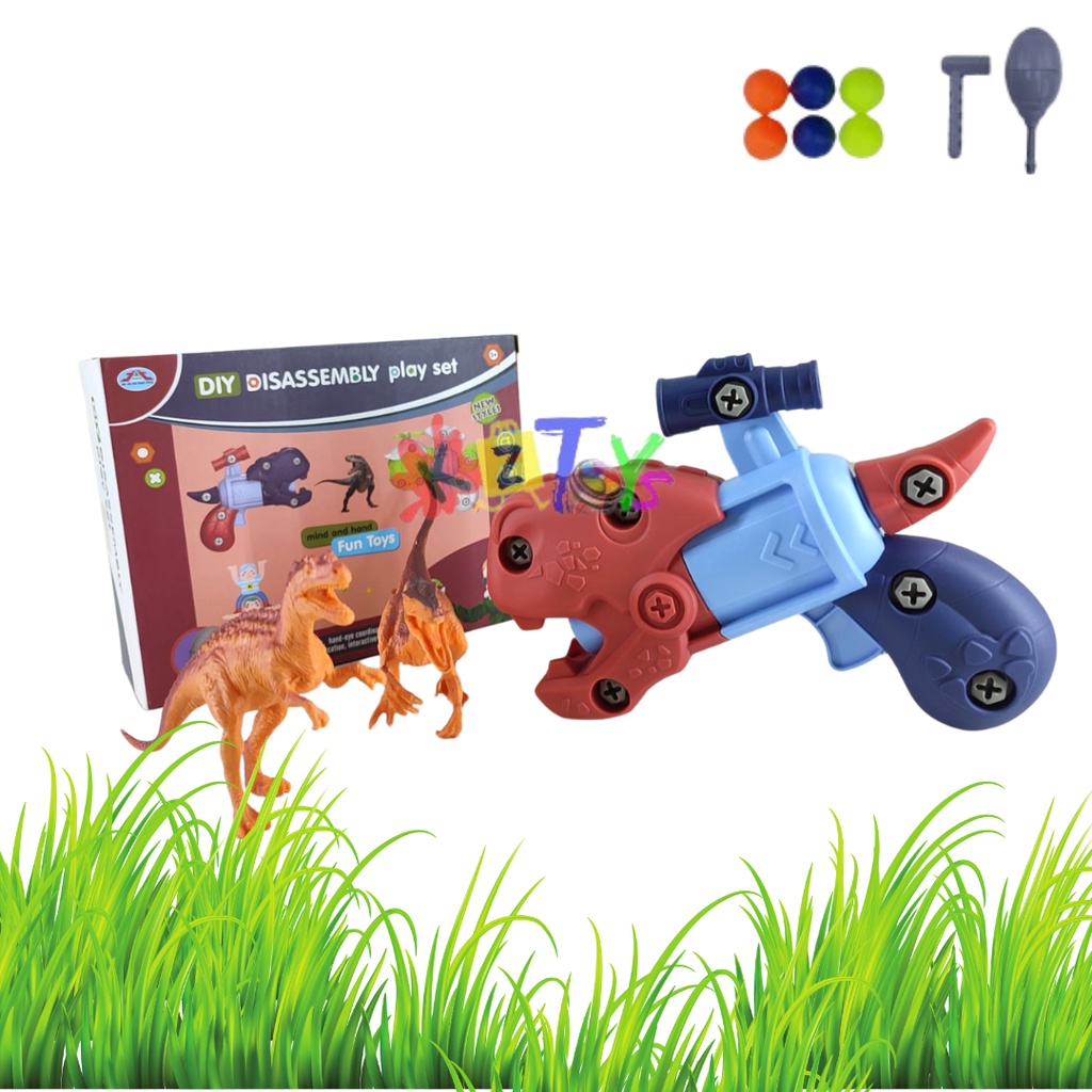 Mainan Anak DIY PISTOL TEMBAKAN DISASSEMBLY GUN Play Set  DINOSAURUS FUN TOYS Koleksi Kado Terbaru