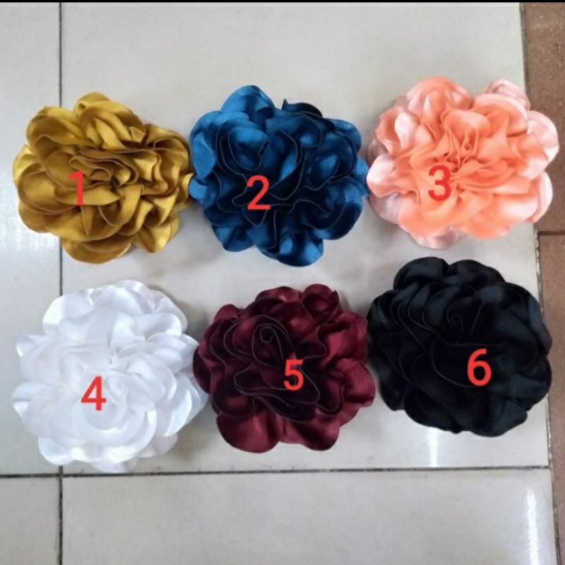 Jepit Bunga 2in1 Bunga Mawar Satin-Headpiece Bunga Satin