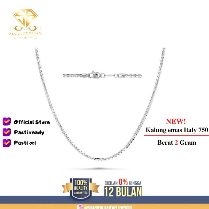 perhiasan wanita sinar berlian jewellery   kalung emas putih asli italy 750 2 gram perhiasan wanita