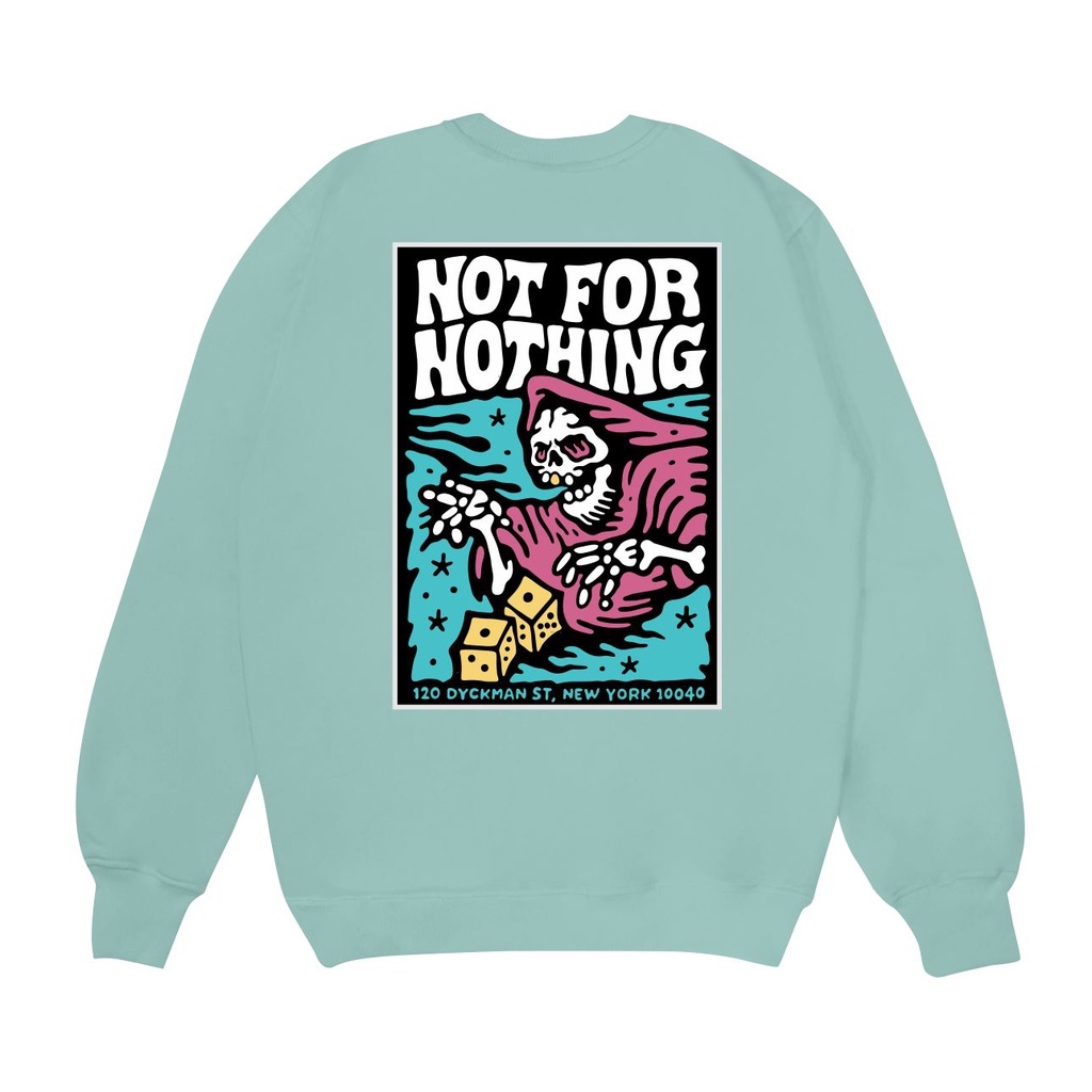 Sweatshirt Sweater Crewneck Not For Nothing Sablon Depan Belakang Sweater Cotton Fleece Big Size Unisex Size M -XXL