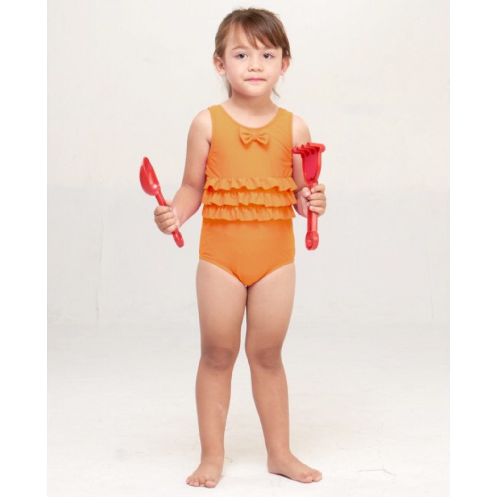 Lee Vierra - Kids Swimwear Ruffle Waist ORANGE