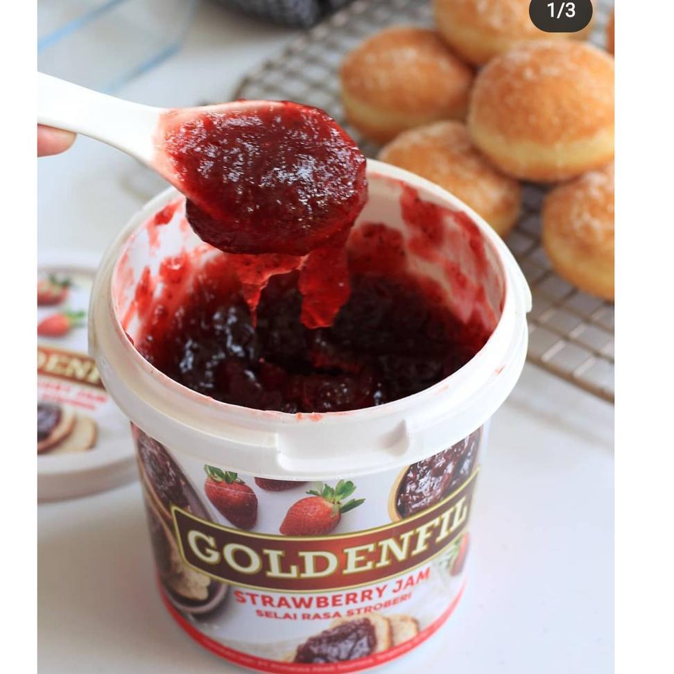 

[KODE PRODUK WY7MM8394] Goldenfil Strawberry Jam 1kg - Selai Buah Strawberry 50% Serat Buah