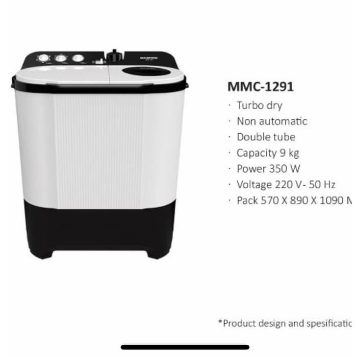 Mesin Cuci Maspion MMC1291 2 Tabung 9 Kg 320 Watt