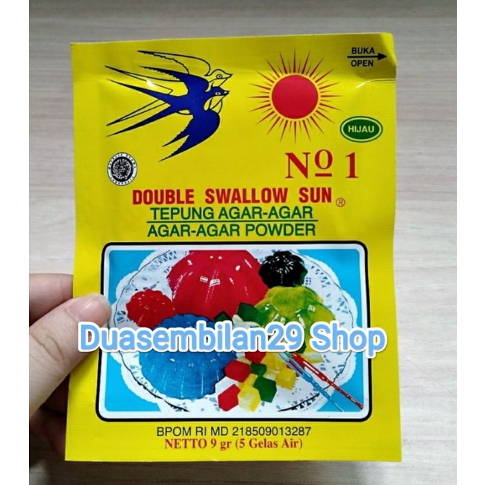 tepung agar agar powder swallow globe &amp; double swallow sun 7 gram