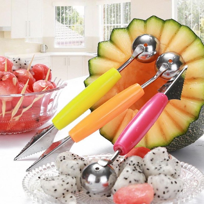 Pisau Buah Ukir Hias Bulat 2 Sisi Fruits Carve Knife Stainless Steel Fruit