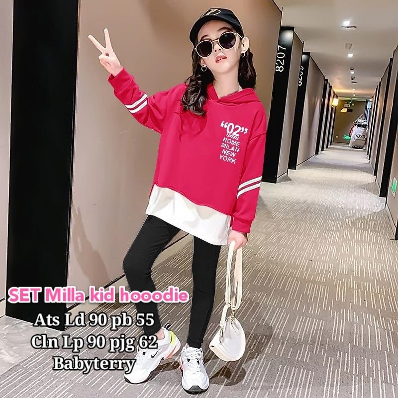 SET Milla kid hoodie 319 GA SETELAN HOODIE ANAK PEREMPUAN SET ANAK REMAJA CEWEK