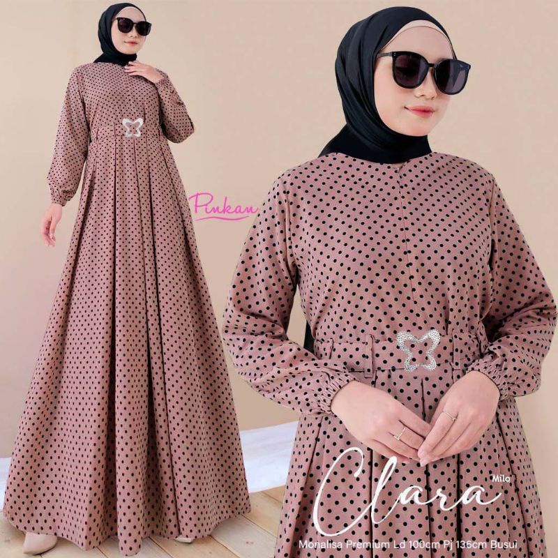Ania 14 Maxy Gamis Wanita Muslimah Sehari Nyaman Dipakai Monalisa Polka Onde