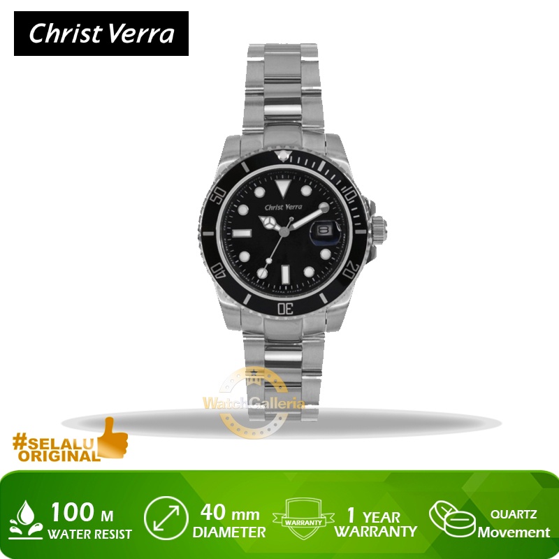 Jam Tangan Christ Verra CV 10458GAT-11 BLK Original Murah