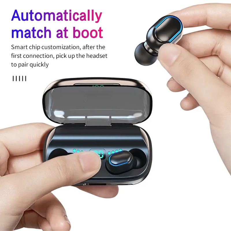 T11 Earphone Bluetooth Digital Clock 5.0 TWS  Sport Handsfree Tak Terlihat Powerbank