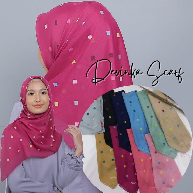 SALE ZOYA - DEVINKA SCARF SEGIEMPAT JILBAB INSTAN MOTIF