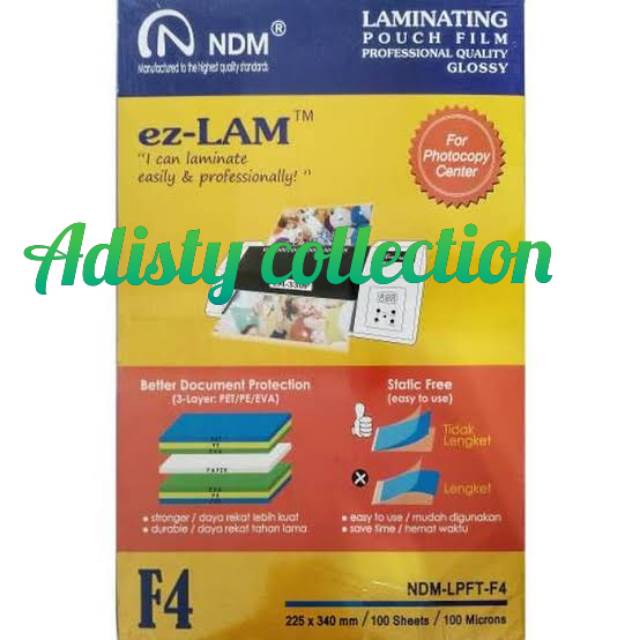

Plastik Laminating F4 NDM 100 micron