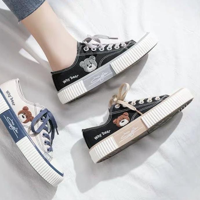 [COD/BAYAR.DITEMPAT] sepatu snekers wanita sepatu sekolah casual wear ala boneka depan 3 N SHOES NS,96