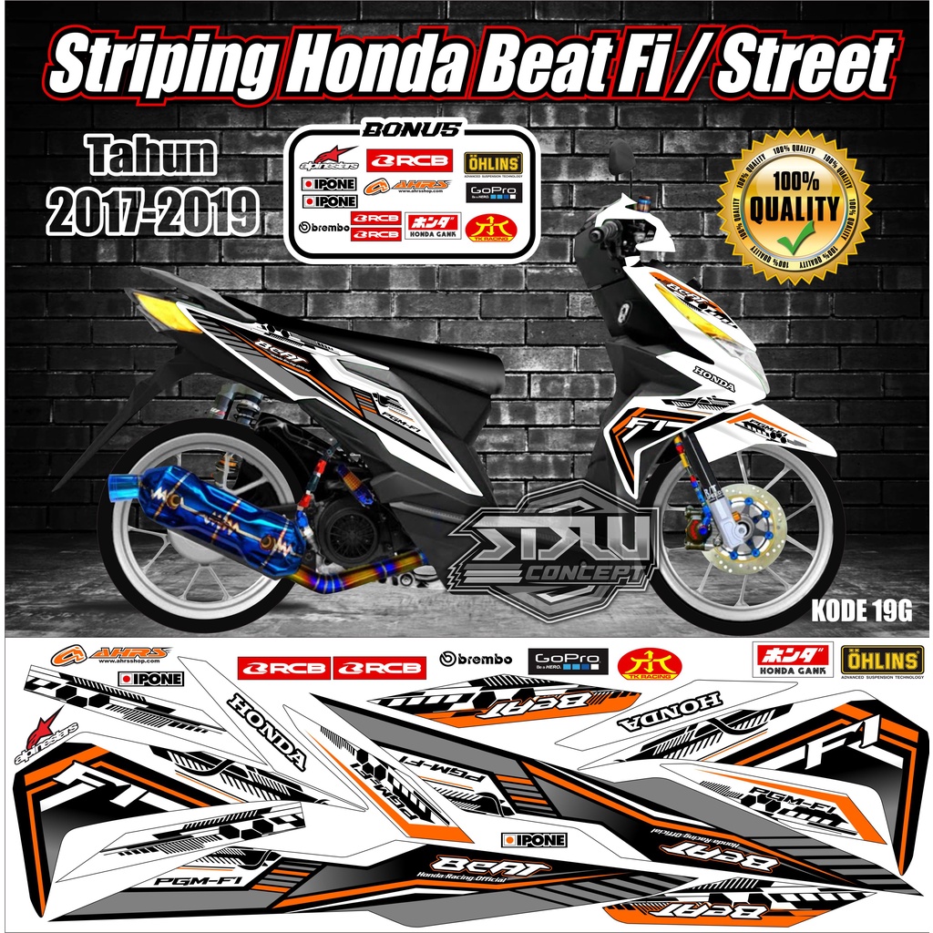 Striping Beat 2017-2019 Variasi Stiker Lis Motor Beat Kode 19