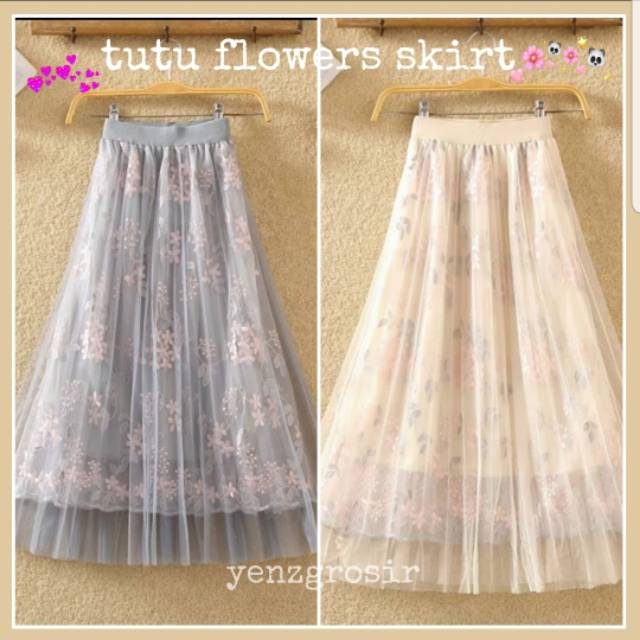 TUTU FLOWERS SKIRT BAWAHAN BUNGA RENDA IMPORT ROK TUTU RENDA