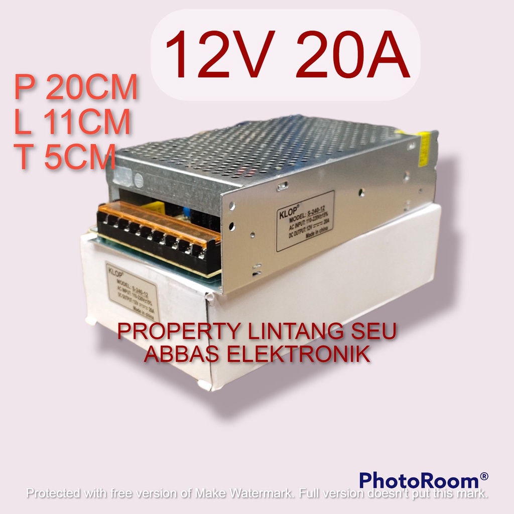 POWER SUPPLY ADAPTOR KALENG 12V 20A 12V20A 12 VOLT 20 AMPERE