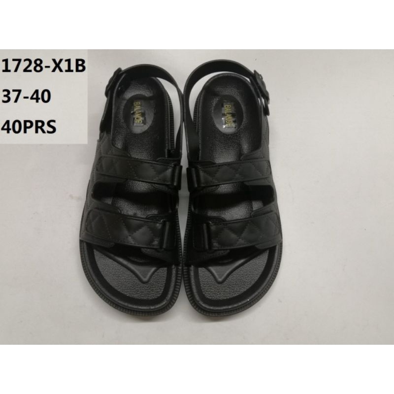 Sandal Jelly Tali  Belakang Julia Import Wanita Balance 1728 Hitam Sendal Gunung Karet Cewek Remaja Trendy Korea