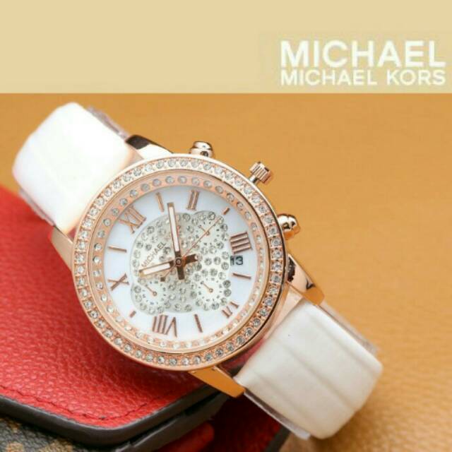 Jam tangan wanita mk tali kulit fashion wanita keren