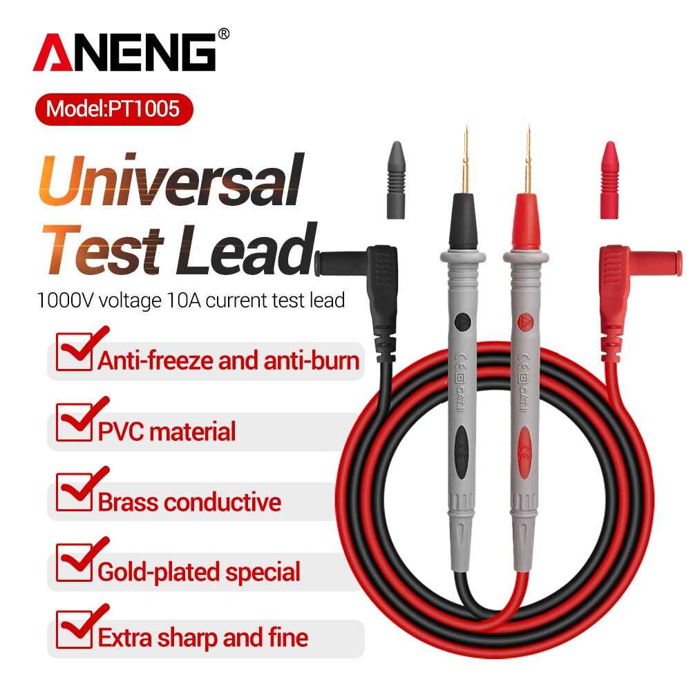 Kabel Multimeter Uji Lead Kabel Universal AC DC 1000V 20A 10A CAT III Pena Probe Pengukur untuk Multi-meter Tester Kawat Tips Kabel 1 Pasang Multimeter Digital Probe Soft-silicone-Wire Jarum-tip Universal Test Leads dengan Alligator Clip UNTUK LED Tester