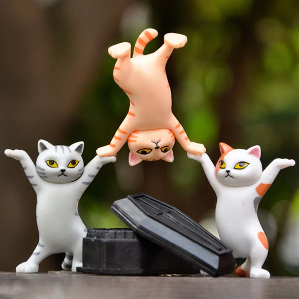 MXBEAUTY Cute Ornaments Children Figurines Miniatures Gift Funny Toys DIY Home Decor Cat Figure Small Statue