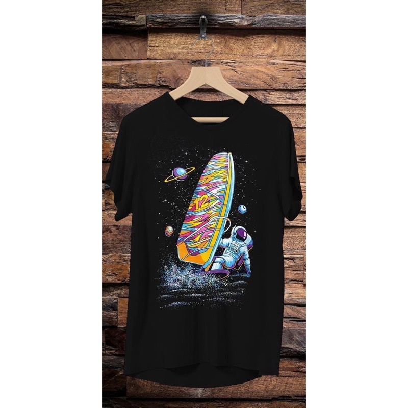 KAOS ASTRONOT SURFING BAJU KAOS T SHIRT PRIA WANITA DISTRO GAMBAR ASTRONOT SURFING SURF MURAH HITAM