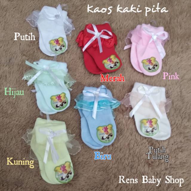 Kaos kaki renda pita anak bayi perempuan cewek newborn 1 2 tahun