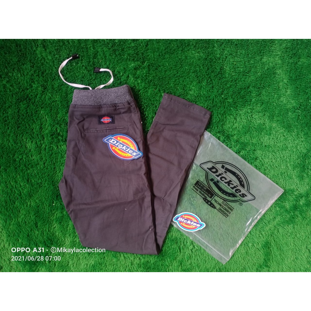 Celana Chino RIP Pinggang Karet Panjang Abu Abu Dickies