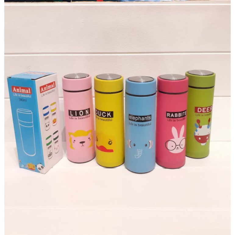 Botol Minum Kaca Animal 380ml / Botol Air Kaca / Termos Kaca motif bagus