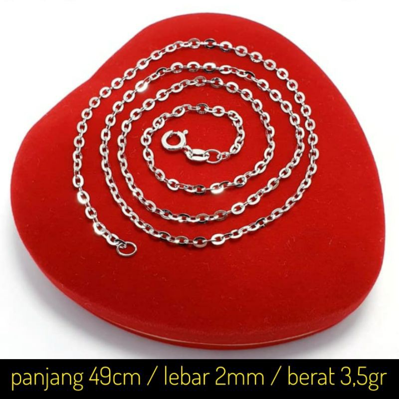 Kalung Perak Pria Wanita 925 Asli Lapis Emas Putih - Kalung Silver 925 Rantai Nori Polos