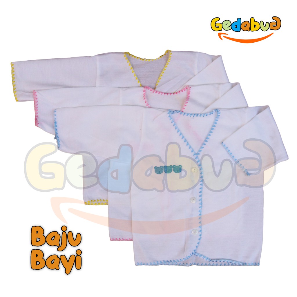 6pcs - Baju Bayi Boboko Bordir Putih Panjang | Perlengkapan Pakaian bayi Panjang