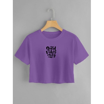 YOURSTYLE1119 - CROP GOOD VIBES ONLY ALL SIZE KEKINIAN KAOS CROP TOP