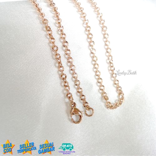 Lovelybutik - Kalung Titanium Anti Karat Rantai Kalung Wanita Titanium Model Terbaru Fashion Rantai Panjang Rantai 45 Cm