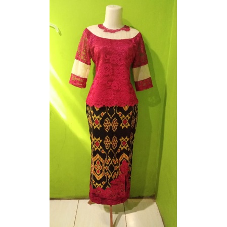 setelan etnik motif kepiting rok etnik dan atasan brokat